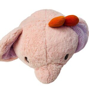Cute Plush Pink Elephant Pillow Pet With Orange Bow Super Soft & Cuddly
